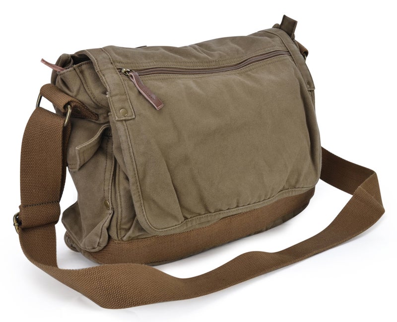 Gootium Gootium Canvas Messenger Bag - Vintage Cross Body Shoulder Satchel, Olive Brown  - Image 2