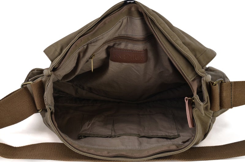Gootium Gootium Canvas Messenger Bag - Vintage Cross Body Shoulder Satchel, Olive Brown  - Image 4