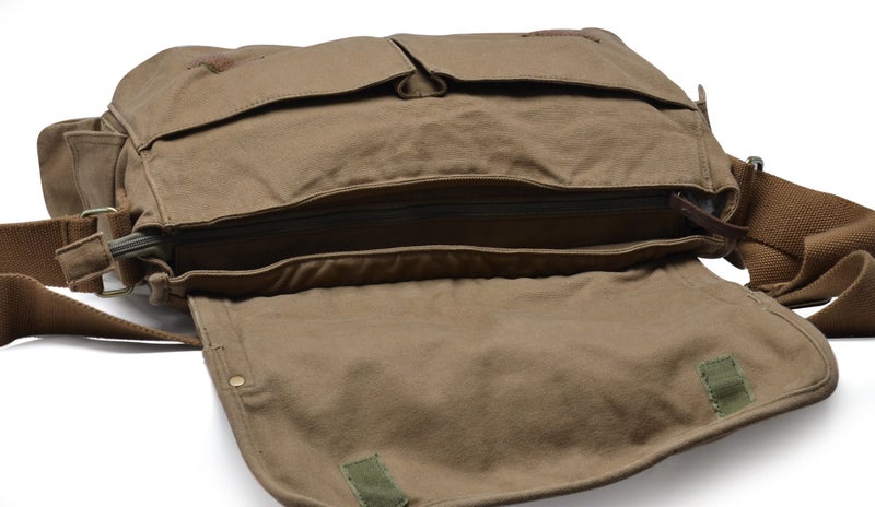 Gootium Gootium Canvas Messenger Bag - Vintage Cross Body Shoulder Satchel, Olive Brown  - Image 5