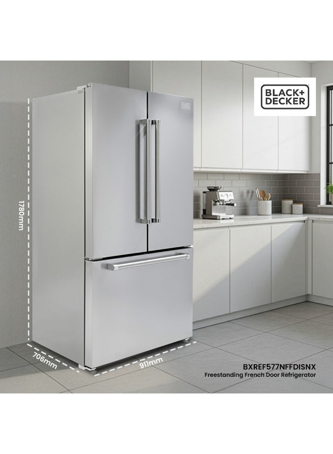 BLACK+DECKER 579L Capacity Freestanding Refrigerator, French Door - BXREF577NFFDISNX Inox Finish 150 W BXREF577NFFDISNX Inox - Image 3