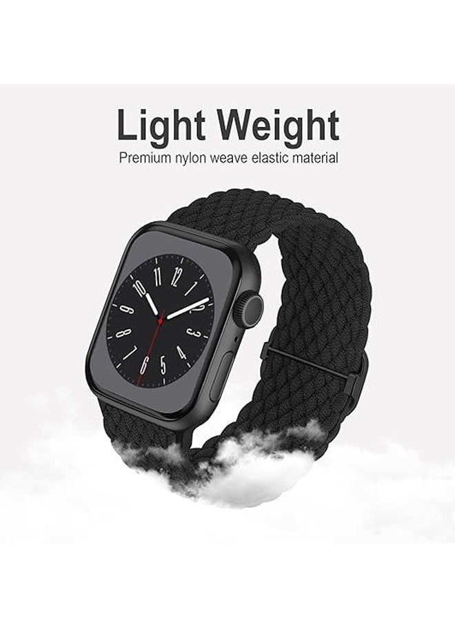 2PCS Braided Solo Loop Compatible with Apple Watch Band 42mm 44mm 45mm 46mm 49mm Women Men, Adjustable Stretchy Bands Elastic Sport Wristbands for iWatch Series 9 8 7 6 5 4 3 2 SE Ultra 2 - Image 3