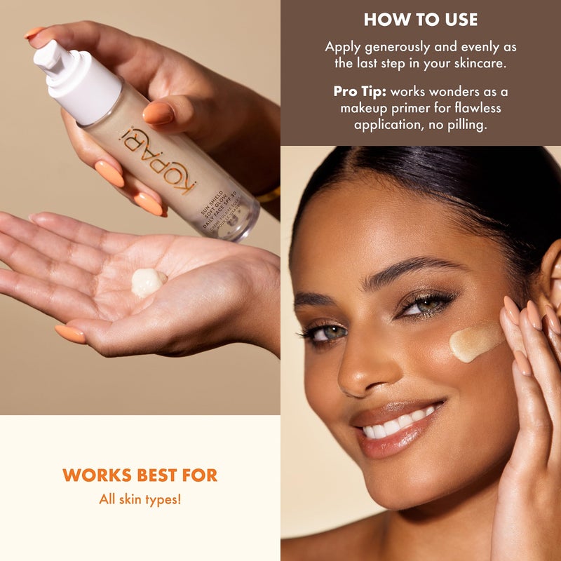 Kopari Sun Shield Soft Glow - Daily Face SPF 30, Sheer Lightweight Sunscreen, Healthy Radiant Glow, Perfect Under Makeup for Boost of Hydration, 1.5oz - Image 5