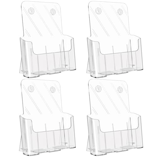 KTRIO Acrylic Brochure Holder 8.5 x 11 Clear Flyer Display Stand, Plastic Literature Holder for Trifold Brochures, Magazines, Menus, Pamphlets, Booklets, Documents, Desk or Wall Mount, 4 Pack - Image 1