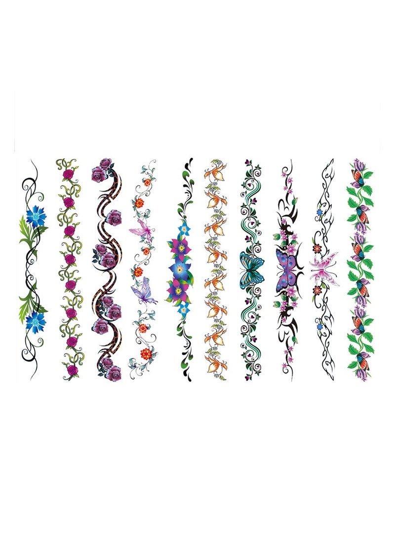 Generic - 12 Sheets of Waterproof Flower Navel Tattoo Stickers for Women and Girls - Temporary Body Tattoos for Belly, Abdomen, Waist, and Back. Perfect Fake Tattoos for Stylish Looks! - Image 1