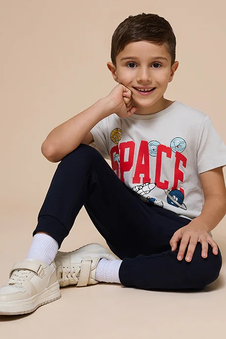 R&B Printed T-Shirt with Crew Neck and Short Sleeves
