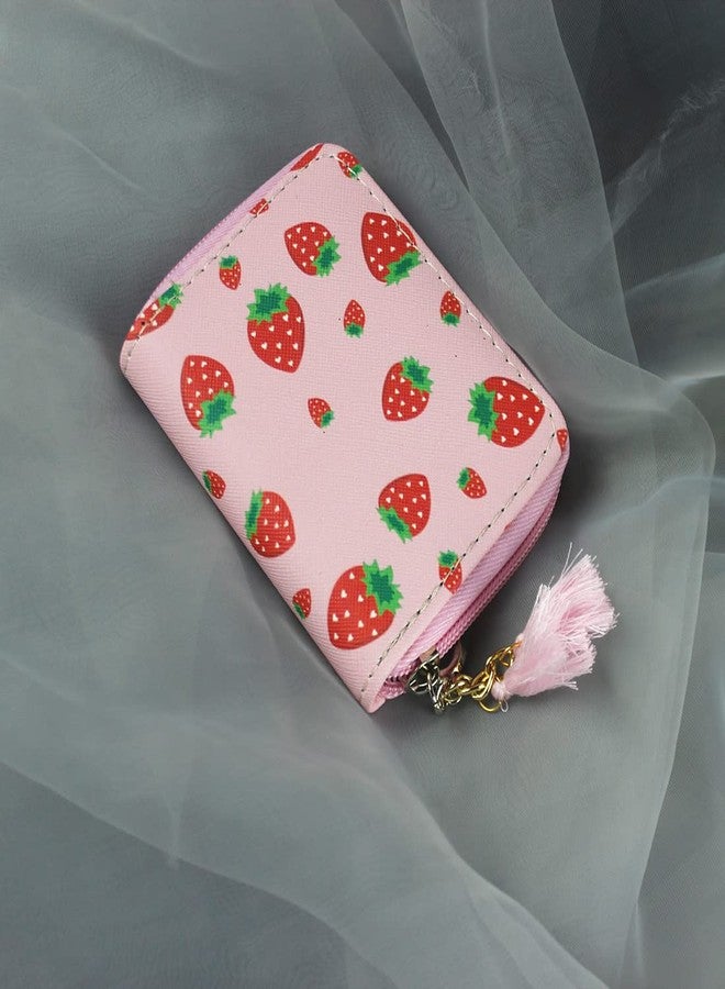 MayeBridge Women Zipper Wallets Cute Strawberry Wallet Purse Zipper Around Wallet PU Leather Purse For Girls Women (Strawberry) - Image 3