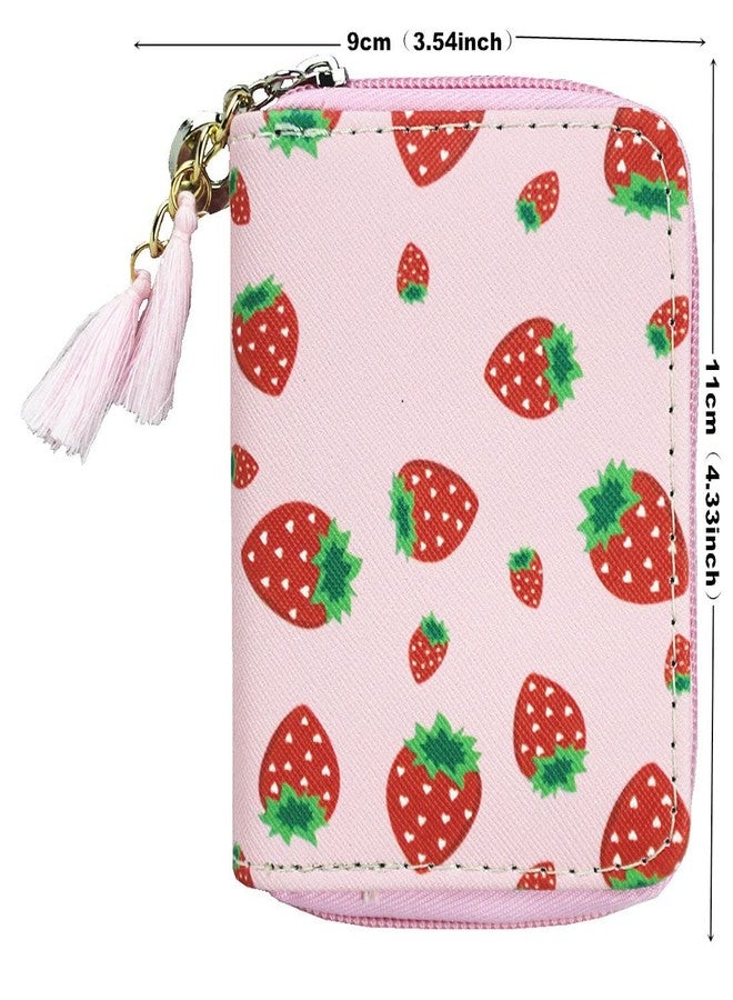 MayeBridge Women Zipper Wallets Cute Strawberry Wallet Purse Zipper Around Wallet PU Leather Purse For Girls Women (Strawberry) - Image 2