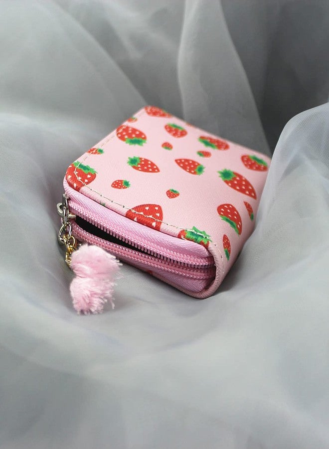 MayeBridge Women Zipper Wallets Cute Strawberry Wallet Purse Zipper Around Wallet PU Leather Purse For Girls Women (Strawberry) - Image 4