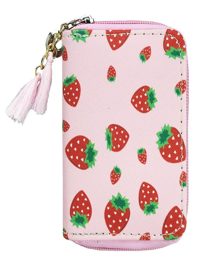 MayeBridge Women Zipper Wallets Cute Strawberry Wallet Purse Zipper Around Wallet PU Leather Purse For Girls Women (Strawberry) - Image 1