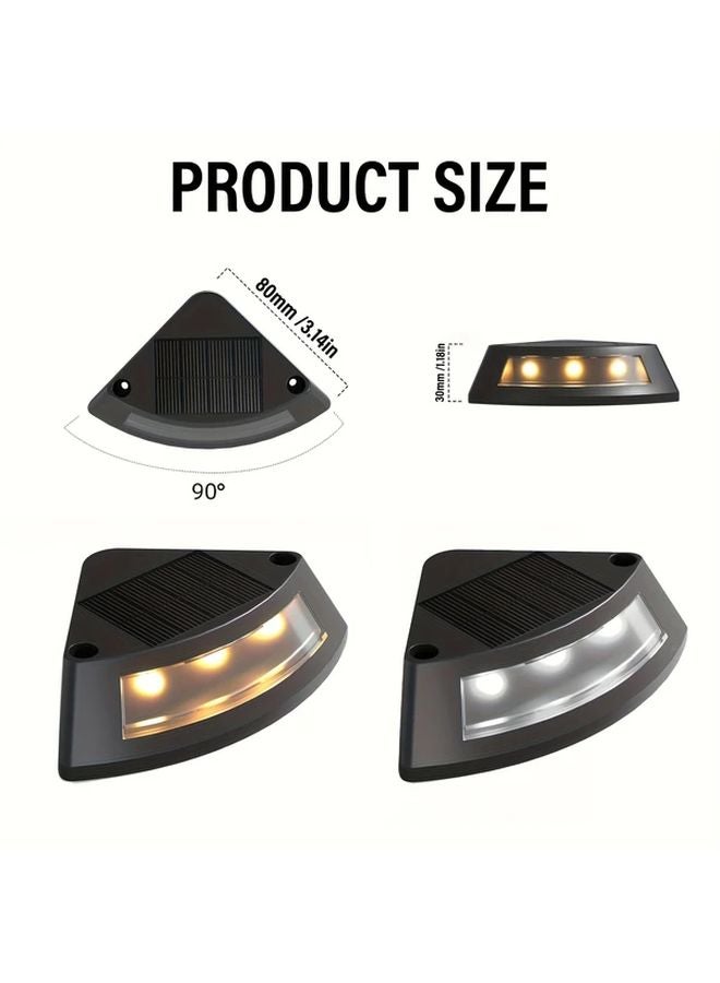 4 قطع أضواء الدرجات الشمسية باللون الأبيض الدافئ تشغيل وإيقاف تلقائي لشرفة الحديقة ممر الرواق - Image 3