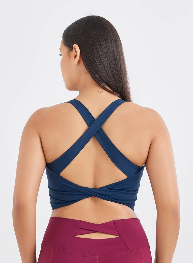 Styli Active Back Twist Cross Strap Detail Medium Support Sports Bra
