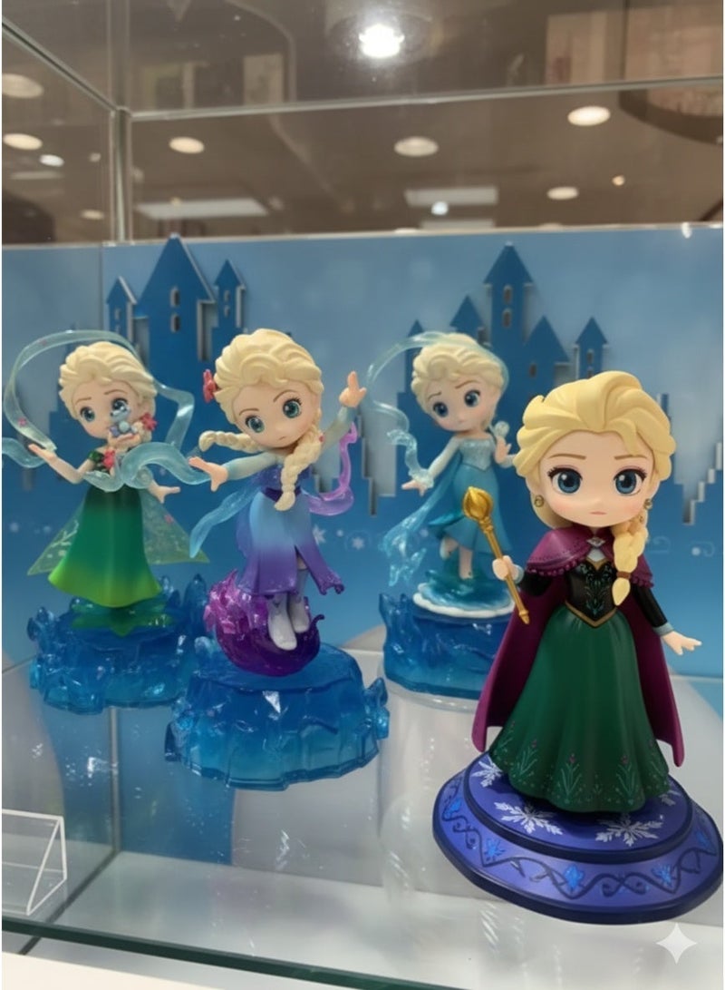 JAYATO Ice Princess Cartoon Mini Figurines 6 Piece Collectible  with Crystal Snow Base 8cm to 13cm PVC Action Figures Fantasy Winter Theme Desk Decoration Cake Topper Gift for Kids Girls and Collectors - Image 4