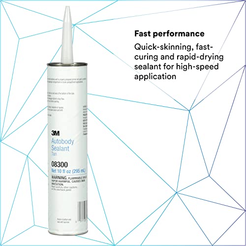 3M Ultrapro Autobody Sealant, 08300, Tan Color, High-Solids, Heavy-Bodied, Fast-Curing, Solvent-Based, 1/10 gal/10 fl oz Cartridge - Image 2