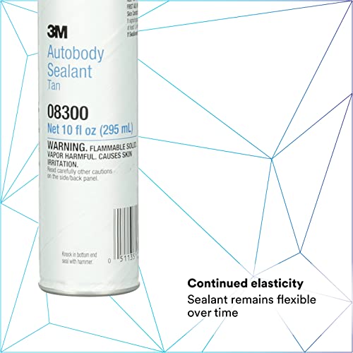 3M Ultrapro Autobody Sealant, 08300, Tan Color, High-Solids, Heavy-Bodied, Fast-Curing, Solvent-Based, 1/10 gal/10 fl oz Cartridge - Image 3