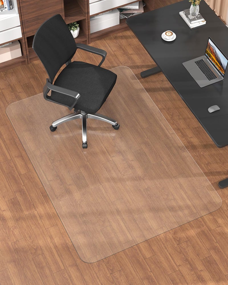 Blvornl Frosted Clear Chair Mat for Hardwood Floor, 32.3"*53" Hard Material Office Chair Mat, Memory Plastic Computer Chair Pad for Rolling Chairs, Desk Floor Rug for Office and Home - Image 1