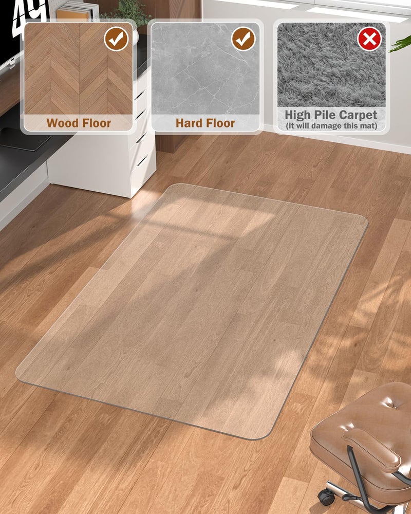 Blvornl Frosted Clear Chair Mat for Hardwood Floor, 32.3"*53" Hard Material Office Chair Mat, Memory Plastic Computer Chair Pad for Rolling Chairs, Desk Floor Rug for Office and Home - Image 4