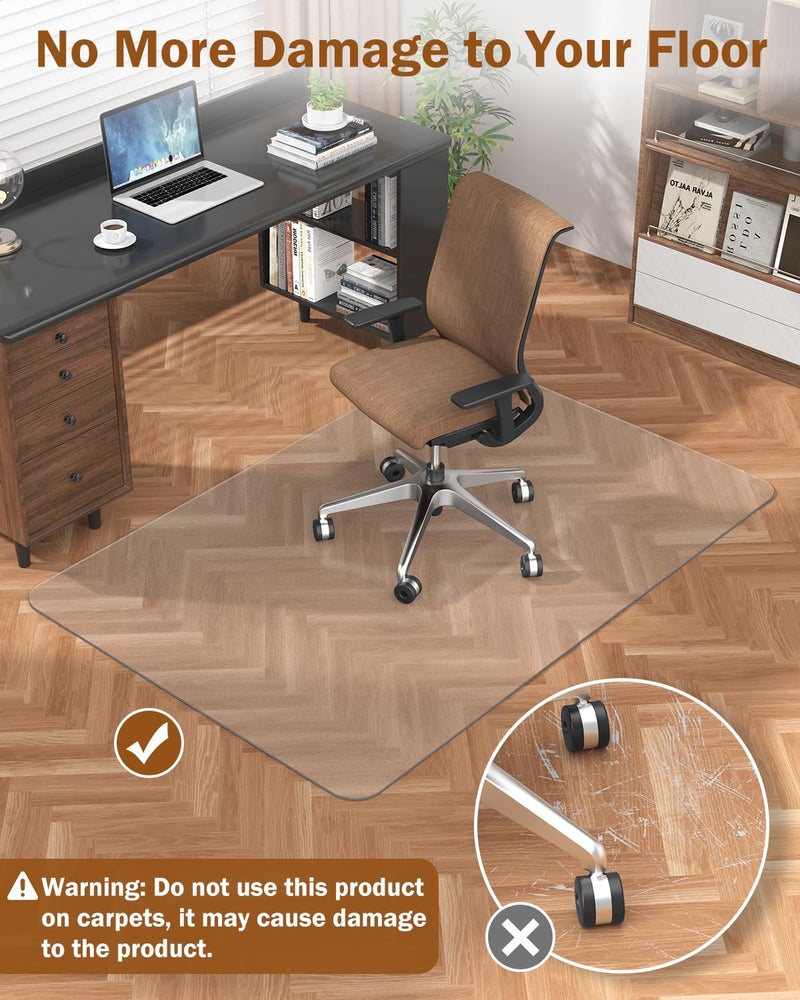 Blvornl Frosted Clear Chair Mat for Hardwood Floor, 32.3"*53" Hard Material Office Chair Mat, Memory Plastic Computer Chair Pad for Rolling Chairs, Desk Floor Rug for Office and Home - Image 5