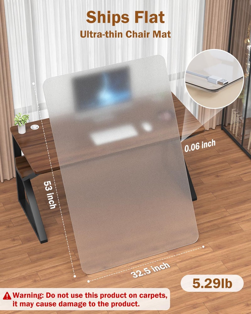Blvornl Frosted Clear Chair Mat for Hardwood Floor, 32.3"*53" Hard Material Office Chair Mat, Memory Plastic Computer Chair Pad for Rolling Chairs, Desk Floor Rug for Office and Home - Image 2