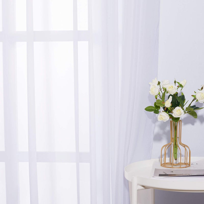 NICETOWN Sheer Curtain for Patio Door - Extra Wide Voile Curtain Drape Elegant Window Treatment for Sliding Glass Door (White, 1 Piece, W100 x L96 Inches) - Image 3