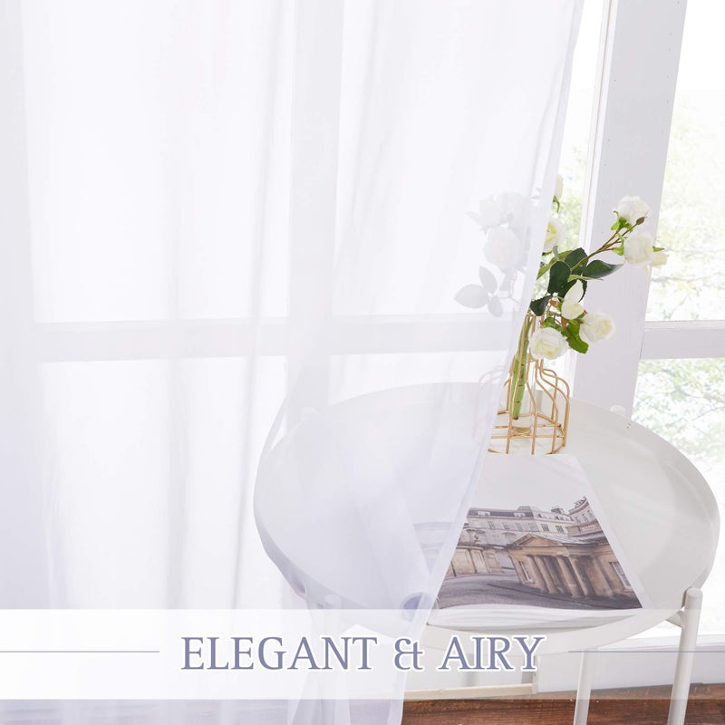 NICETOWN Sheer Curtain for Patio Door - Extra Wide Voile Curtain Drape Elegant Window Treatment for Sliding Glass Door (White, 1 Piece, W100 x L96 Inches) - Image 4