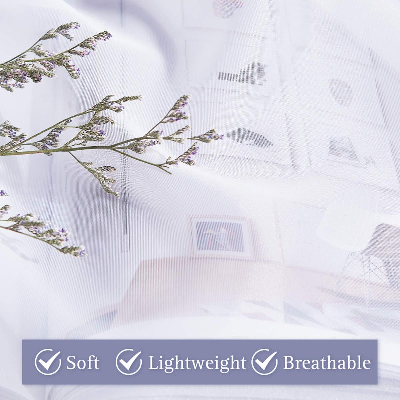 NICETOWN Sheer Curtain for Patio Door - Extra Wide Voile Curtain Drape Elegant Window Treatment for Sliding Glass Door (White, 1 Piece, W100 x L96 Inches) - Image 5