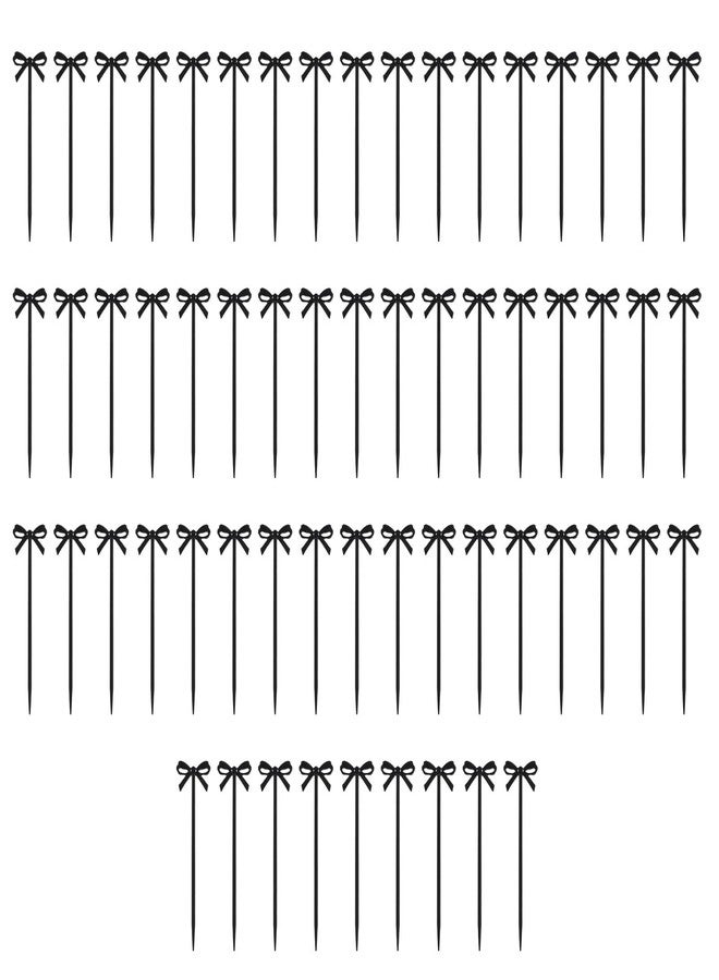 LINYUEARUI 60pcs food toothpicks, party plastic appetizers, skewers, beverage mixers, pickled vegetables, dessert sticks, are the ideal choice for party events and celebrations(black) - Image 1