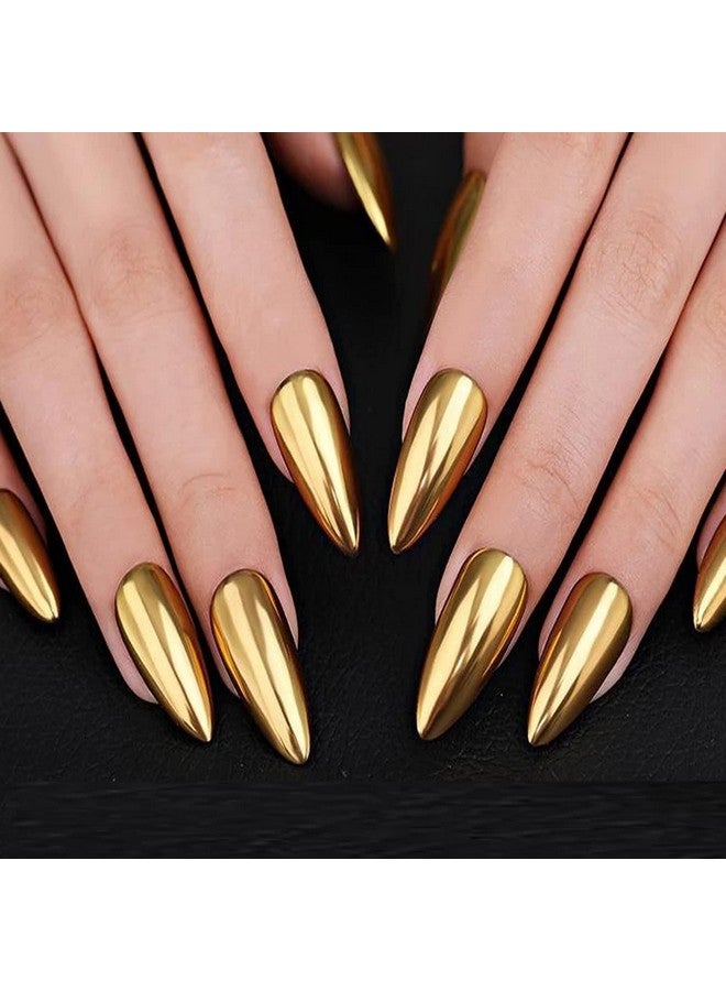 Vonrui Holographic Mirror Gold Nail Chrome Powder Effect Metallic Dust Sequins UV Gel Gold Chrome Nail Powder Pigment for Nail Art Decoration, Gold Chrome Powder for Nails - Image 2