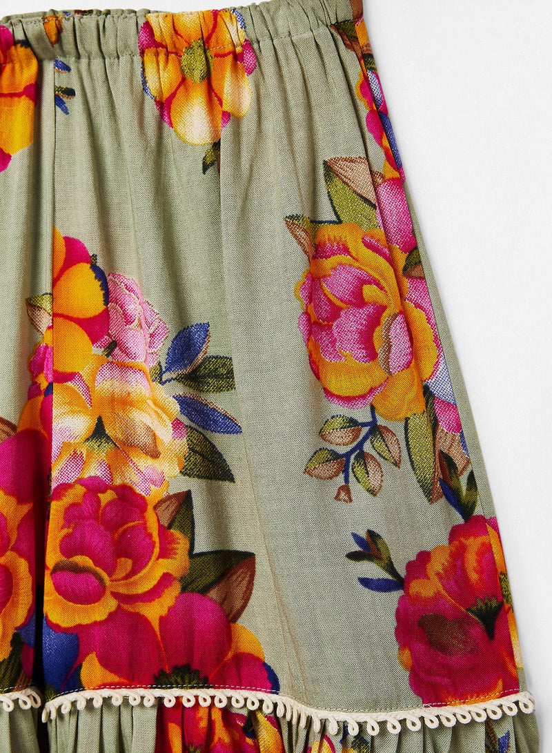 Kids Floral Top, Sharara and Dupatta Set