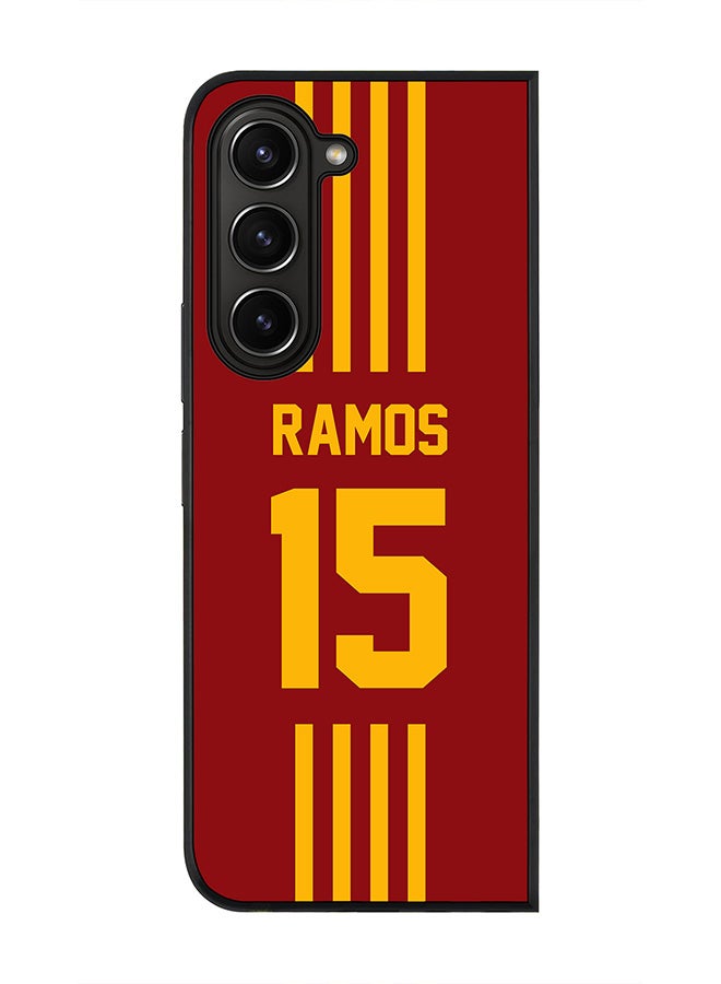 Stylizedd Rugged Black edge case for Samsung Galaxy Z Fold5, Slim fit Soft Case Flexible Rubber Edges Anti Drop TPU Gel Thin Cover -  Football Team - Spain , Player Name - Ramos - Image 1