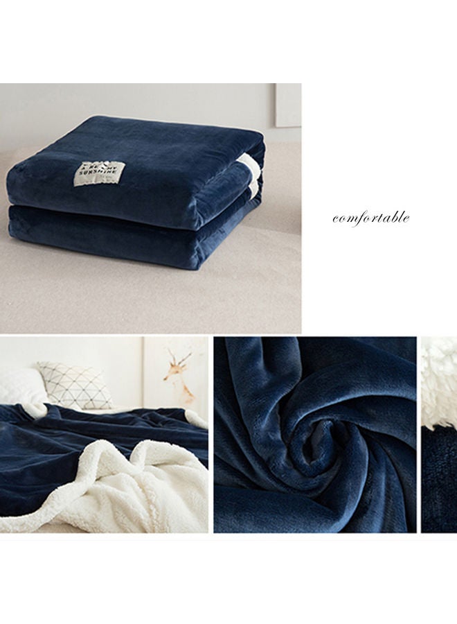 بطانية سرير سادة من الفلانيل مقاس كينج، قطعة واحدة، أزرق داكن، 180×200 سم - Image 3