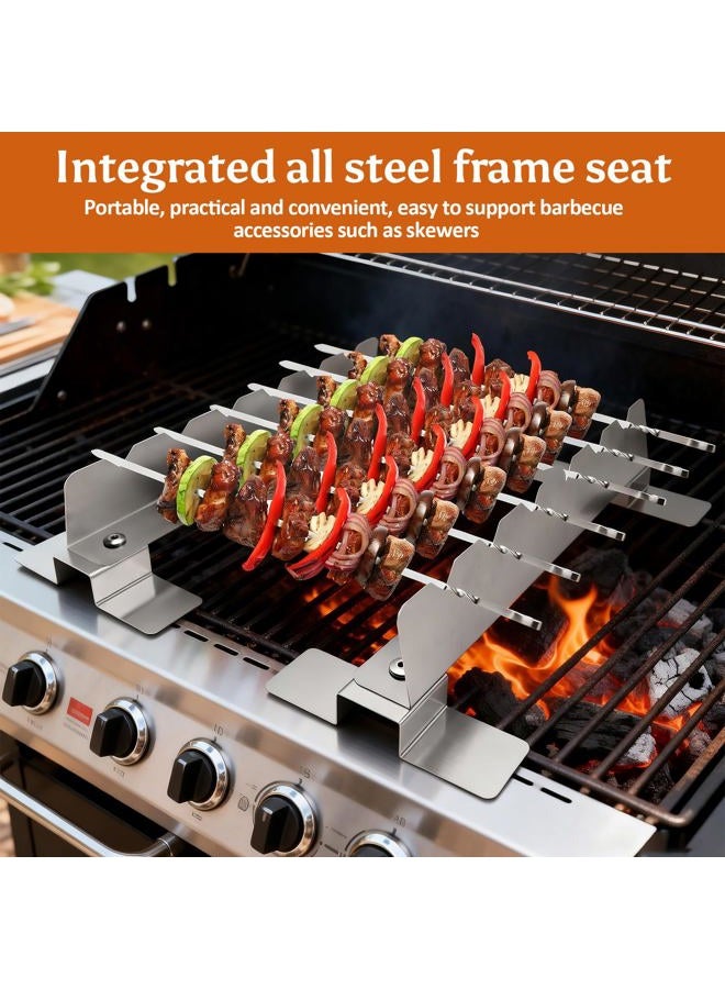 YUJIASH 2 Pack Stainless Steel Skewer Rack Anti Tip Skewer Holder Set with Reinforced Base for BBQ Kabob Grilling Accessories - Image 2