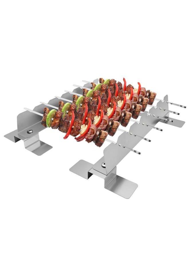 YUJIASH 2 Pack Stainless Steel Skewer Rack Anti Tip Skewer Holder Set with Reinforced Base for BBQ Kabob Grilling Accessories - Image 1