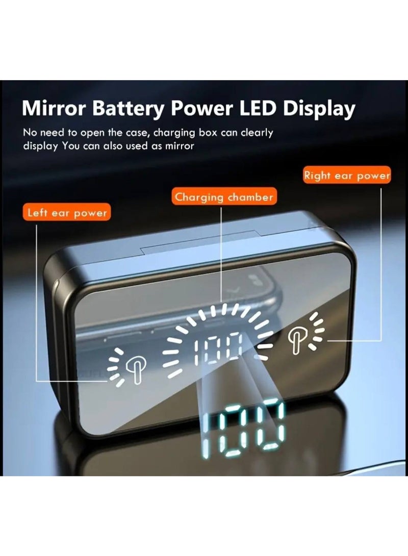 Mirror Bluetooth Earbuds, 5.2 Wireless Bluetooth Earphone with LED Display, TWS In-ear Invisible Stereo Sport Earbuds Waterproof Mini Binaural Headphones - Image 4