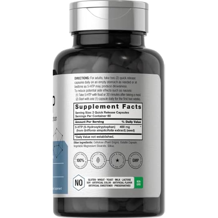 Horbäach 5HTP 400mg Capsules | 120 Count | Extra Strength Supplement | Non-GMO, Gluten Free | 5 Hydroxytryptophan - Image 2