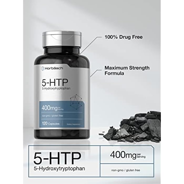 Horbäach 5HTP 400mg Capsules | 120 Count | Extra Strength Supplement | Non-GMO, Gluten Free | 5 Hydroxytryptophan - Image 3