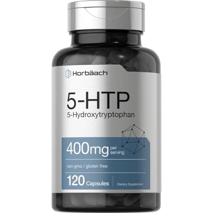 Horbäach 5HTP 400mg Capsules | 120 Count | Extra Strength Supplement | Non-GMO, Gluten Free | 5 Hydroxytryptophan - Image 1