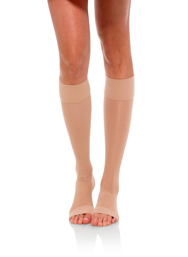 Jomi Compression Knee High Collection, 20-30mmHg Sheer Open Toe 233 (Small, Natural) - Image 1