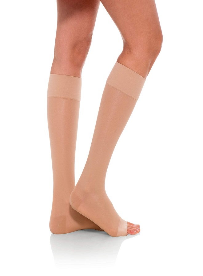Jomi Compression Knee High Collection, 20-30mmHg Sheer Open Toe 233 (Small, Natural) - Image 2