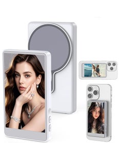 ELTRAZONE Vlog Selfie Monitor Screen for Smartphones – 4-Inch Wireless Display with Real-Time Rear Camera Sync, Magnetic Mount, Bluetooth Connection & Remote Control – Ideal for Vlogging, Selfies, Live Streaming – Compatible with iPhone & Android – White  - Image 1