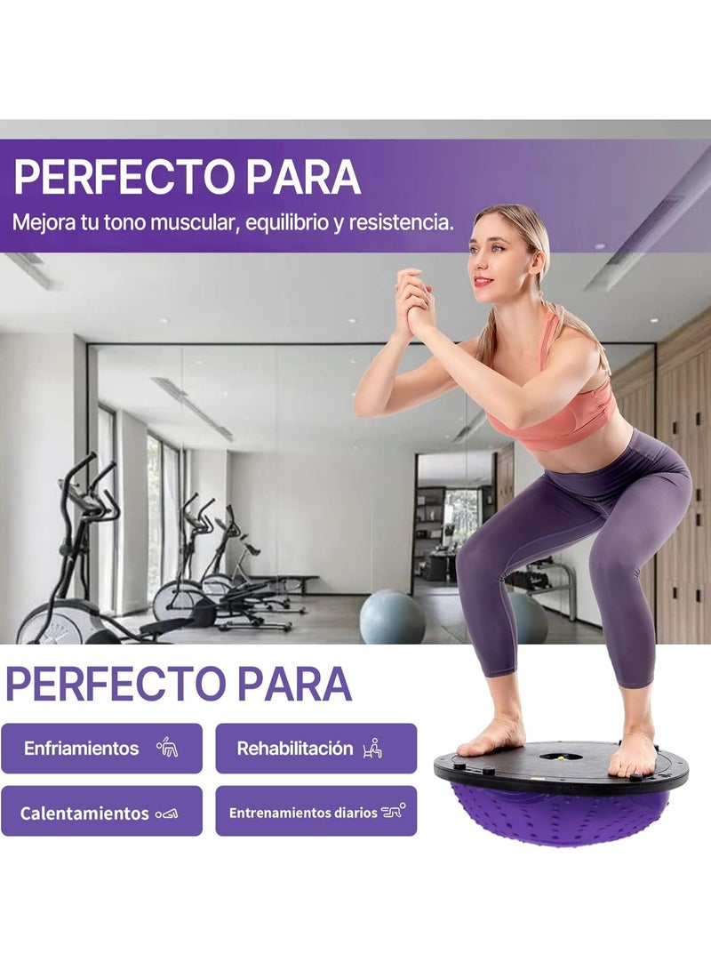 founder Half Ball Balance Trainer - 58cm Anti Slip Half Balance Ball with Resistance Bands and Foot Pump, Exercise Ball for Yoga, Fitness, Core Training, Home Gym Workout - Image 2