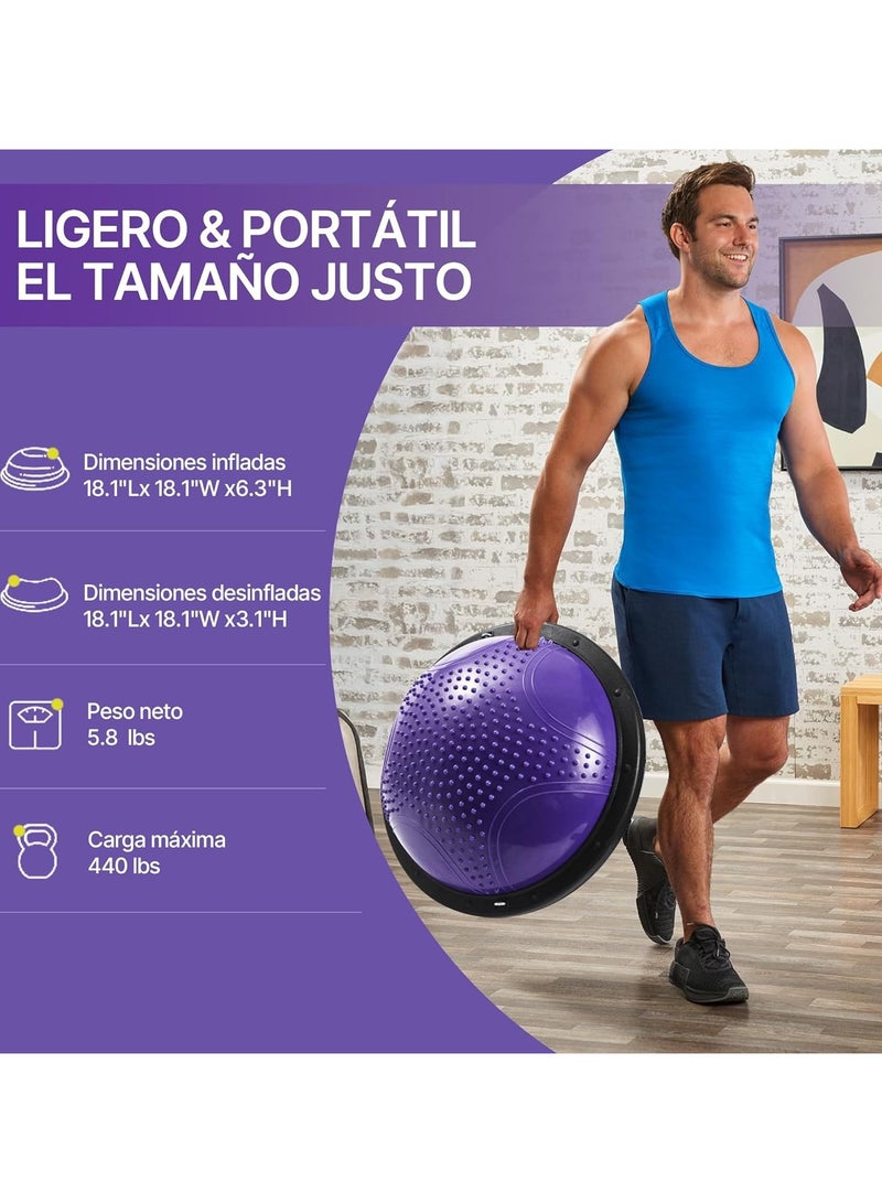 founder Half Ball Balance Trainer - 58cm Anti Slip Half Balance Ball with Resistance Bands and Foot Pump, Exercise Ball for Yoga, Fitness, Core Training, Home Gym Workout - Image 3