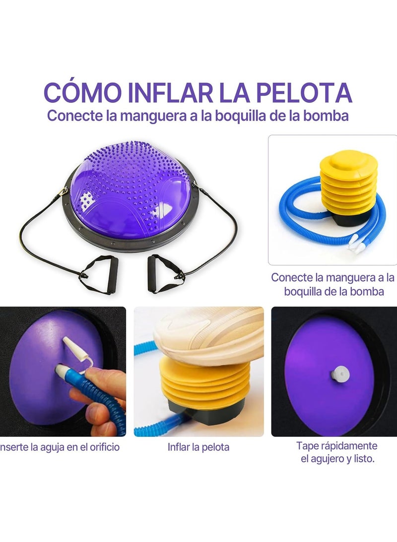 founder Half Ball Balance Trainer - 58cm Anti Slip Half Balance Ball with Resistance Bands and Foot Pump, Exercise Ball for Yoga, Fitness, Core Training, Home Gym Workout - Image 4