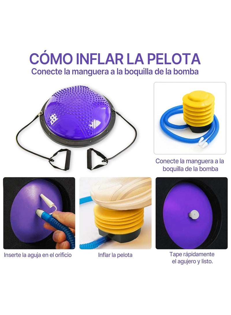 founder Half Ball Balance Trainer - 58cm Anti Slip Half Balance Ball with Resistance Bands and Foot Pump, Exercise Ball for Yoga, Fitness, Core Training, Home Gym Workout - Image 5