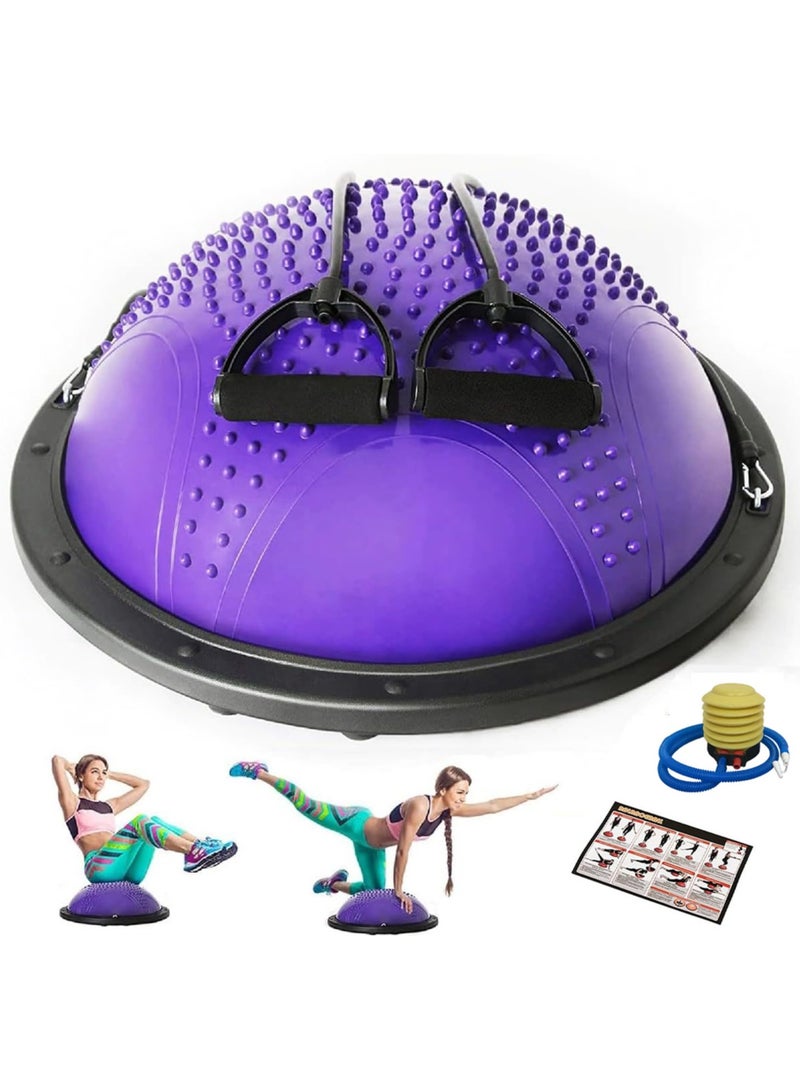 founder Half Ball Balance Trainer - 58cm Anti Slip Half Balance Ball with Resistance Bands and Foot Pump, Exercise Ball for Yoga, Fitness, Core Training, Home Gym Workout - Image 1