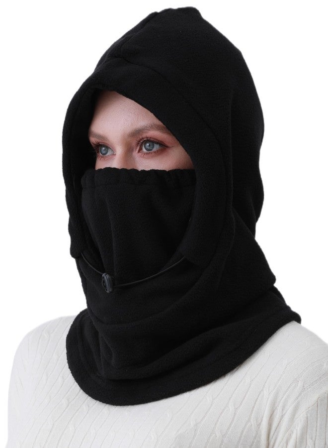 إيجلا قناع تزلج من الصوف، قناع وجه شتوي للنساء والرجال، وشاح حراري بغطاء للوجه، مناسب للطقس البارد، أسود اللون - Image 1