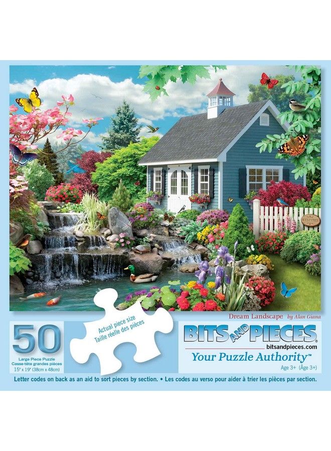 Bits and Pieces 50 Piece Big Piece Jigsaw Puzzle For Seniors 15" X 19" Dream Landscape 50 Pc Spring Flowers Large Lettered Pieces Mental & Physical Dexterity Jigsaw By Alan Giana - Image 3