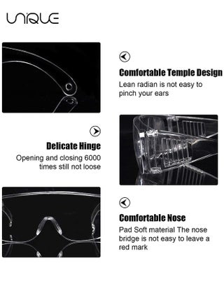 2 Pcs Clear Safety Glasses - Anti Dust Impact Scratch Resistant Splash Proof Goggles - for Home Lab Workplace, DIY, Lab, Welding, Grinding, CyclingEye Protection - view 3