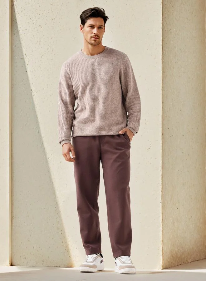 سبلاش فيڤ Textured Ottoman Sweater with Crew Neck