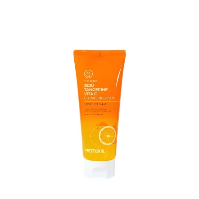 The Pure Jeju Tangerine Vita C Cleansing foam  Refreshing and soft face wash with creamy foam 507floz150ml Cleansing Foam