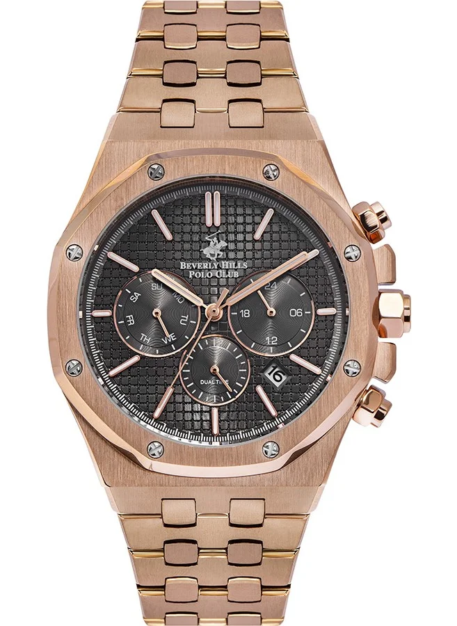 BEVERLY HILLS POLO CLUB Rose Gold Steel Men's Wristwatch Waterproof